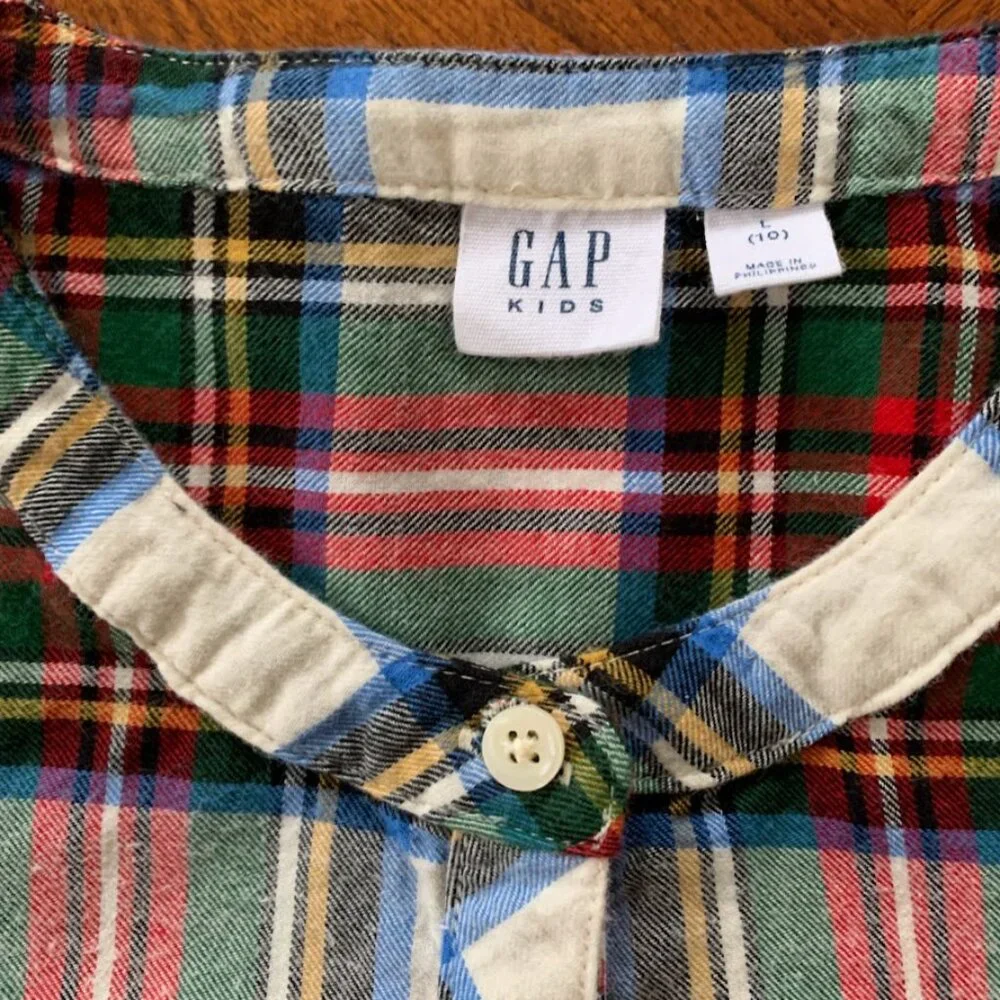 Gap Kids Girl's Plaid‎ Flannel Peplum Top Shirt Holiday Christmas Size 10